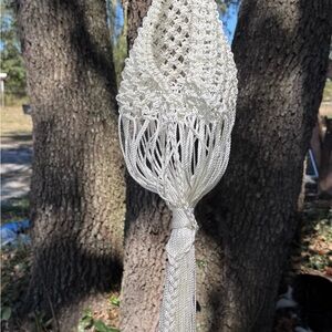 Cream Macrame Decor Accent with Intricate Knots